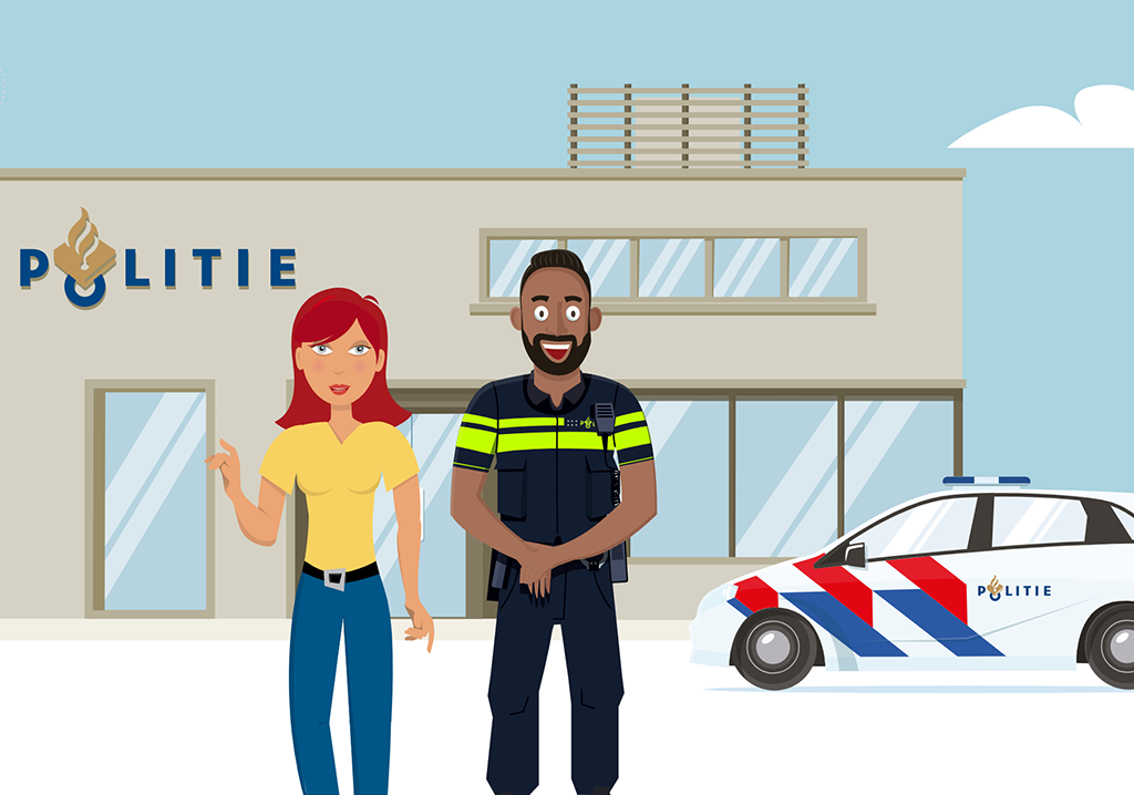 For the Dutch police Steffie has created an explainer. Here you will find understandable information about what the police does, when you are a victim and what reporting a crime is.